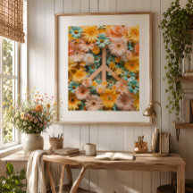 Póster de arte símbolo de paz floral – Flor de los