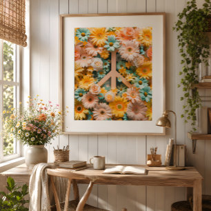 Póster de arte símbolo de paz floral – Flor de los