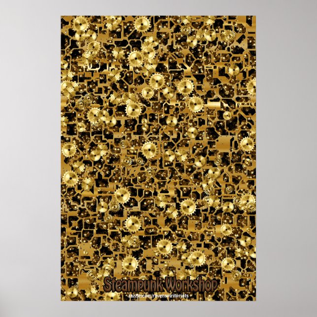 Poster de arte Steampunk Victorian Brass Cogs & Ge (Frente)