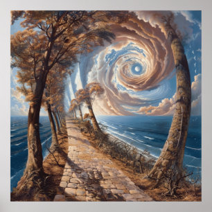 Póster de arte surrealista al acuarela