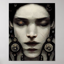 Poster de arte surrealista de cara extraña