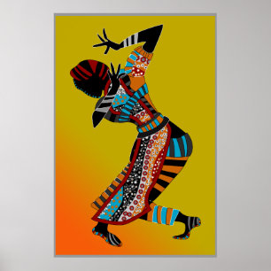 poster de arte tribal de bailarina africana DE 8.9