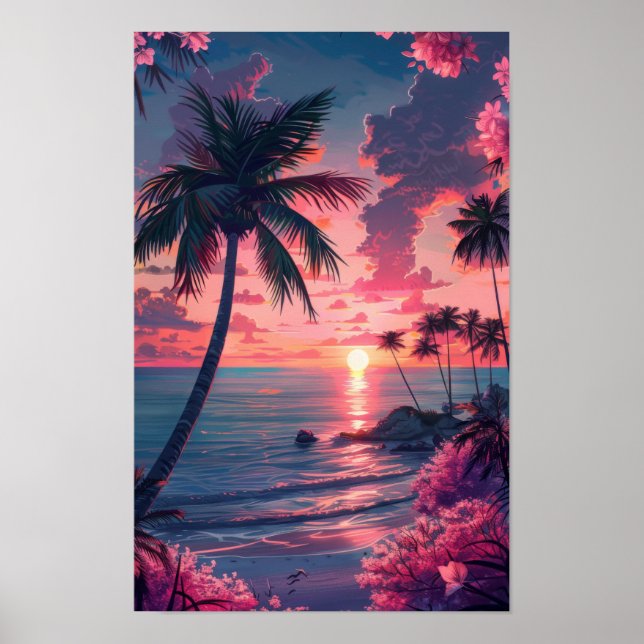 Poster de arte Tropical Beach View Wall (Frente)