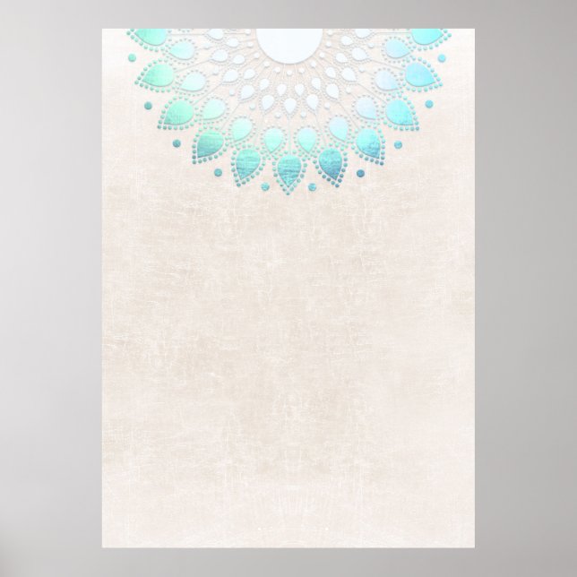Poster de arte Turquoise Blue Lotus Mandala (Frente)