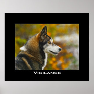 POSTER de arte VIGILANCE Gray Wolf