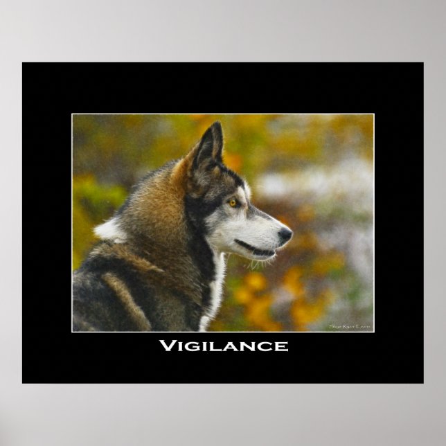 POSTER de arte VIGILANCE Gray Wolf (Frente)