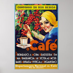 Póster de arte vintage de café clásico de los años