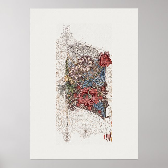 POSTER DE ARTE : WILLIAM MORRIS : FLORES DE MURO : (Frente)
