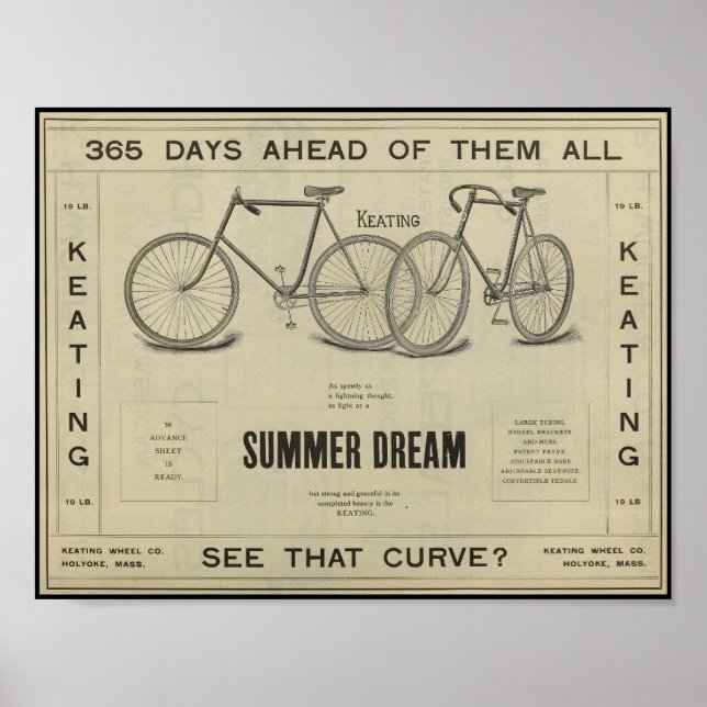 poster de Arte y Bicicleta de Keating de 1896 (Frente)