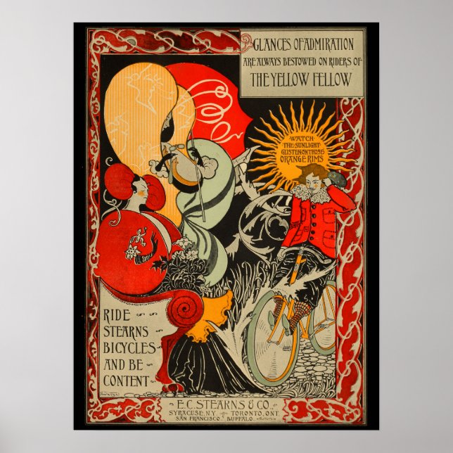 poster de Arte y Bicicleta de las Estearns de 1896 (Frente)