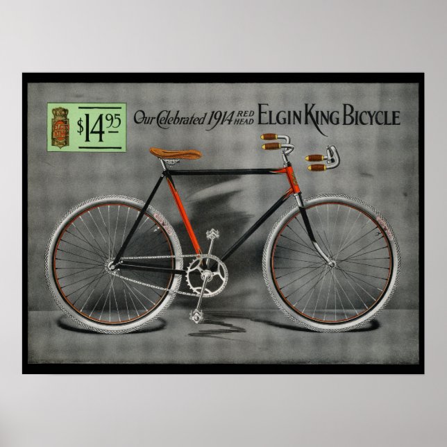poster de Arte y Bicicleta Elgin King de 1914 (Frente)
