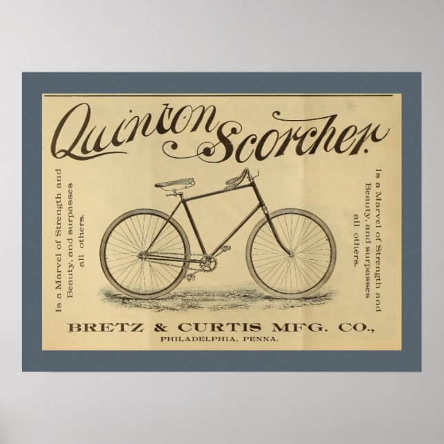poster de Arte y Bicicleta Quinton Scorcher 1893 (Frente)