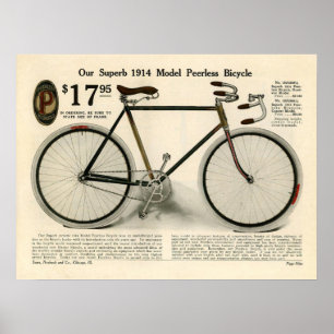 poster de Arte y Bicicleta sin Peerless de 1914