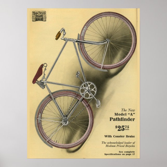 poster de Arte y Bicicleta Vintage Pathfinder 1918 (Frente)