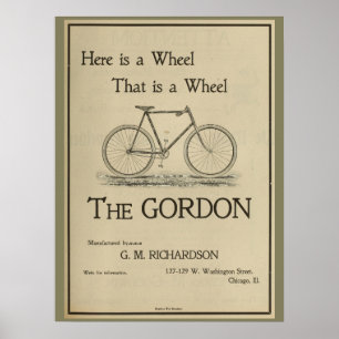 poster de Arte y Bicicletas de 1896 Vintage Gordon