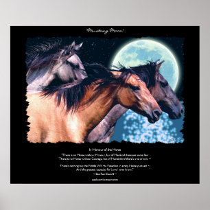 Poster de arte y poema de los caballos de Mustang