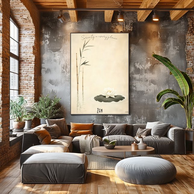 Póster de arte zen de bambú y loto sereno (Subido por el creador)