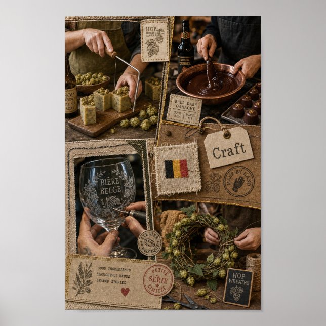 Póster de artesanía de cerveza y chocolate belga (Frente)