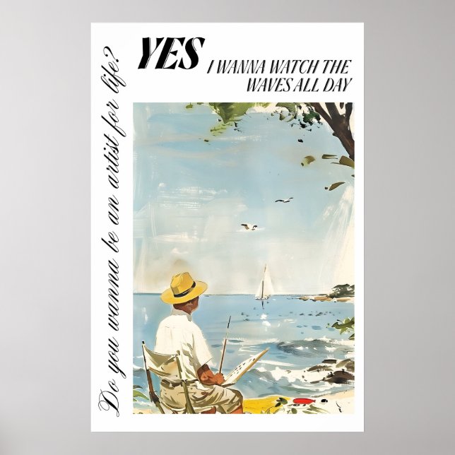 Póster de artista de costa Vista al océano Arte de (Frente)