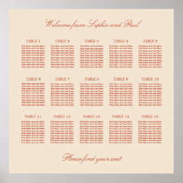 Póster de Asientos de Boda de Mesa 15 Escritura Te