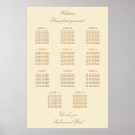 Póster de Asientos de Boda de Mesa en Crema Beige 