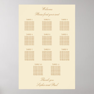 Póster de Asientos de Boda de Mesa en Crema Beige