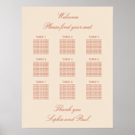 Póster de Asientos de Boda de Mesa Terracotta Scri