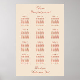 Póster de Asientos de Boda de Mesa Terracotta Scri