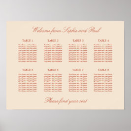 Póster de Asientos de Boda de Mesa Terracotta Scri
