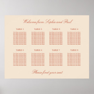 Póster de Asientos de Boda de Mesa Terracotta Scri