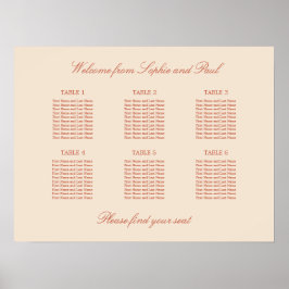 Póster de Asientos de Boda en Mesa Terracotta Scri