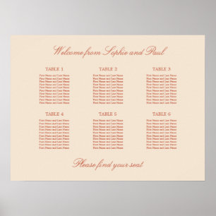 Póster de Asientos de Boda en Mesa Terracotta Scri