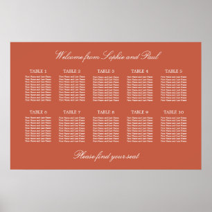 Póster de Asientos de Boda para Mesa de Terracota