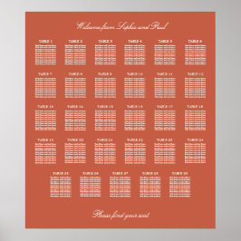 Póster de Asientos de Boda para Mesa de Terracota 