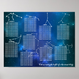 Póster de Asientos para Mesa de Boda Noche Estrell