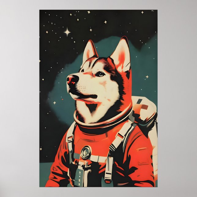 Póster de astronauta Alaskan Malamute, Alaskan (Frente)