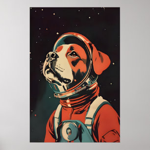 Póster de astronauta boxeador, impresión retro de 