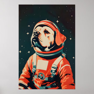 Póster de Astronauta Bullmastiff, Bullmastiff Retr