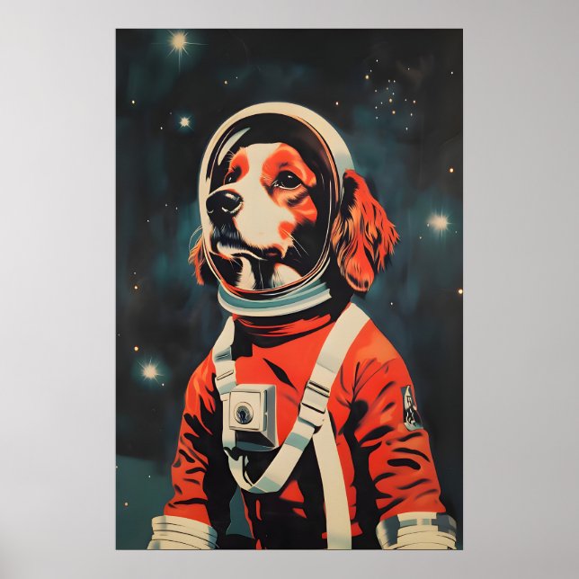 Póster de astronauta Cavalier King Charles Spaniel (Frente)