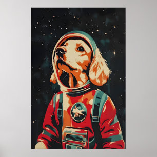 Póster de astronauta Cocker Spaniel inglés, inglés