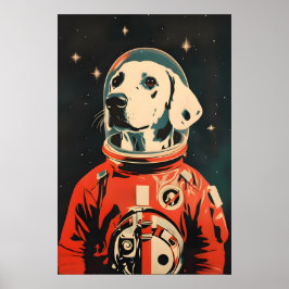 Póster de astronauta dálmata, impresión retro dálm