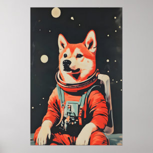 Póster de astronauta de Akita, impresión retro de 