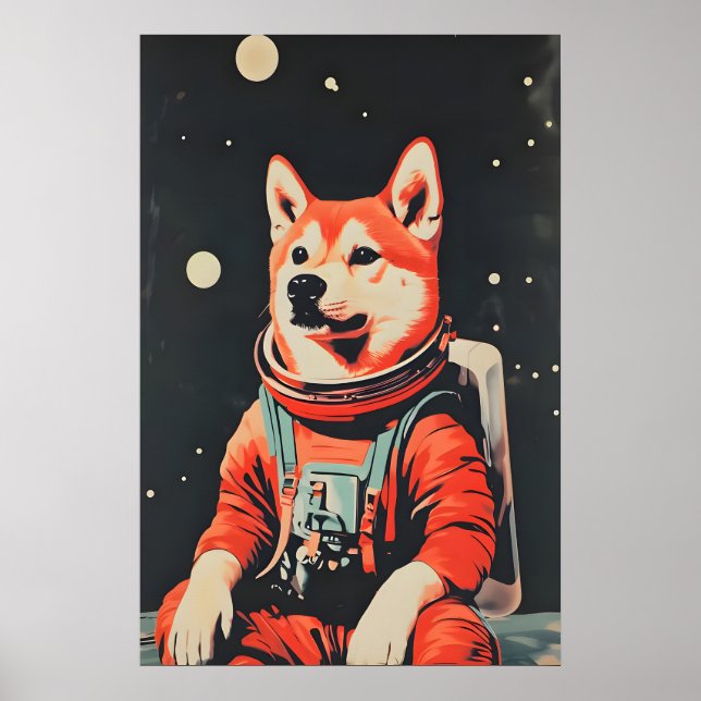 Póster de astronauta de Akita, impresión retro de  (Frente)