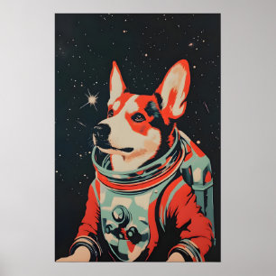 Póster de astronauta de perro ganadero australiano