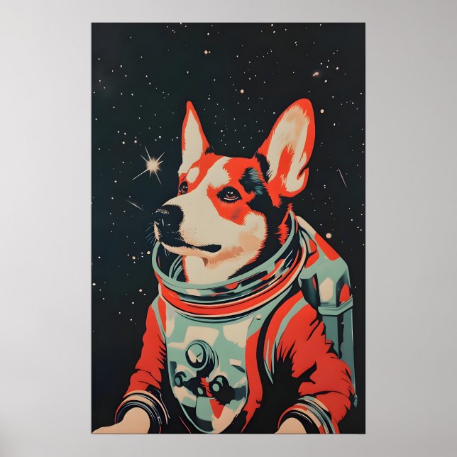 Póster de astronauta de perro ganadero australiano (Frente)
