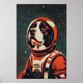 Póster de astronauta del perro de montaña de Berna