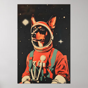 Póster de astronauta Doberman Pinscher, Doberman