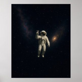 Póster de astronauta flotando en el espacio
