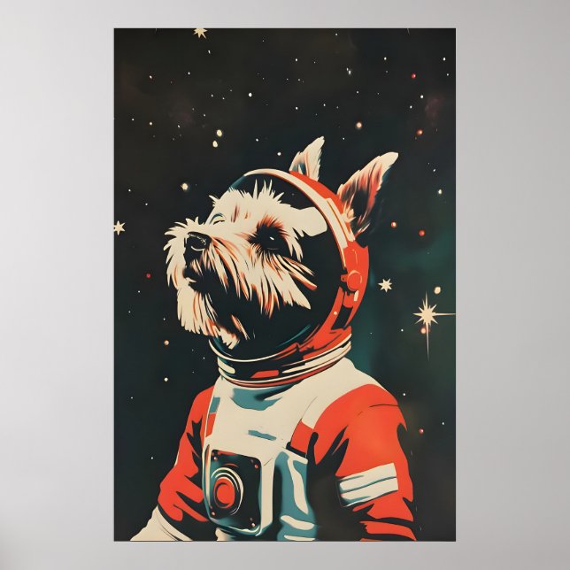 Póster de astronauta Terrier Escocés, escocés (Frente)