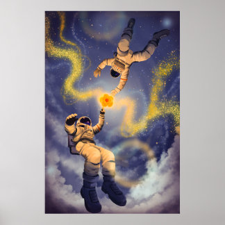 Póster de astronautas y polvo de estrellas